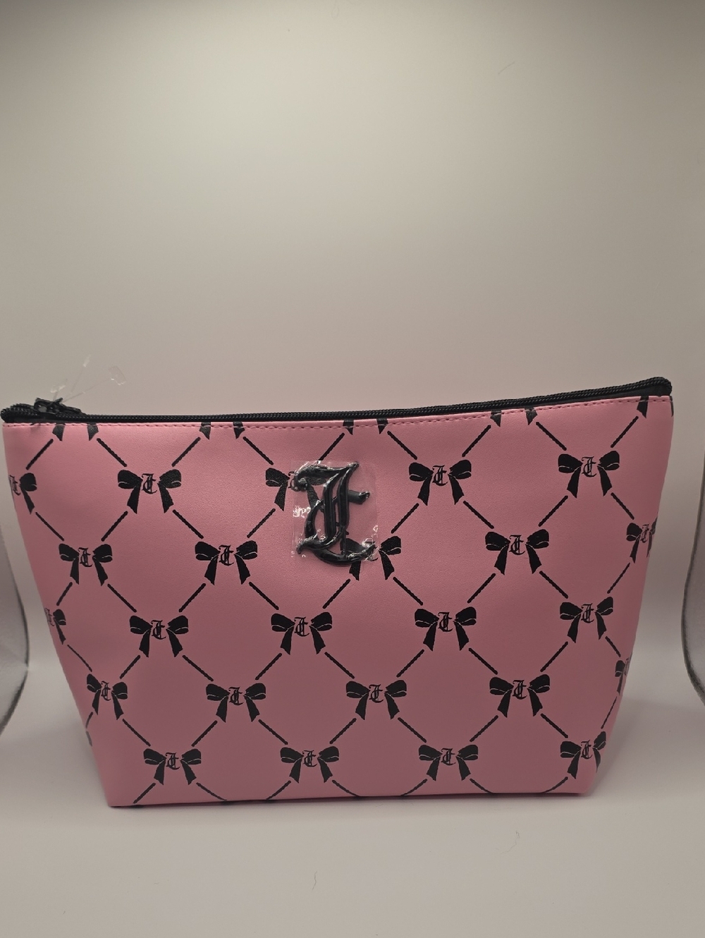 Juicy Couture Pink Bow-Print Cosmetic Pouch - Luxury Monogram Accent
